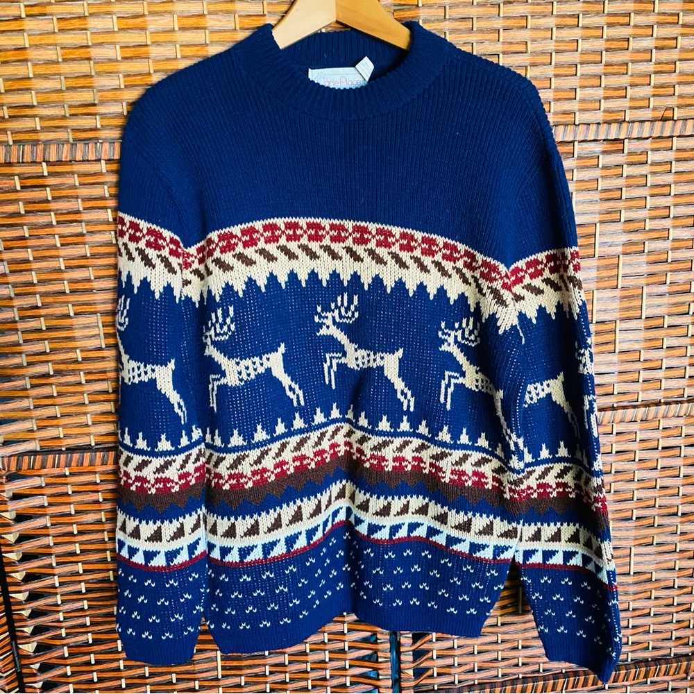 Vintage Carle Place Fair Isle Knit Sweater